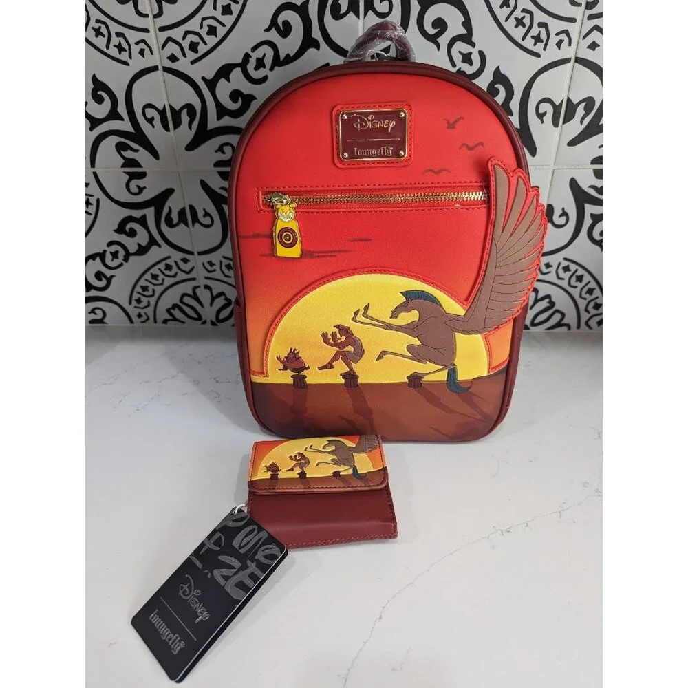 NWT Loungefly Disney Hercules 25th Anniversary Sunset Mini Backpack with Wallet - Picture 1 of 7